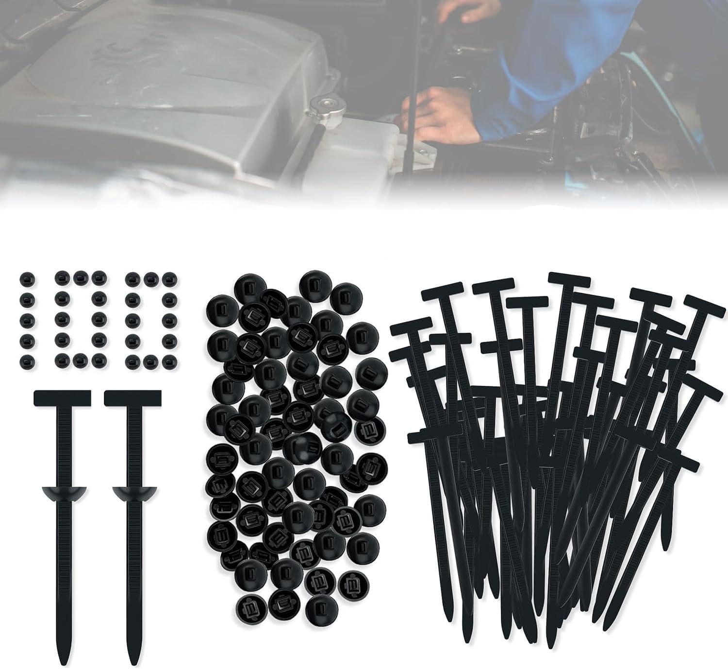 100PCS Nylon Universal Cable Tie Buckle - Automotive Zipper Clips for Car Heavy Duty New Multifunctional Nylon Plastic Rivet Grip Zip Ties with Pin & Button Design for Car Daily Repair Bumper Clips