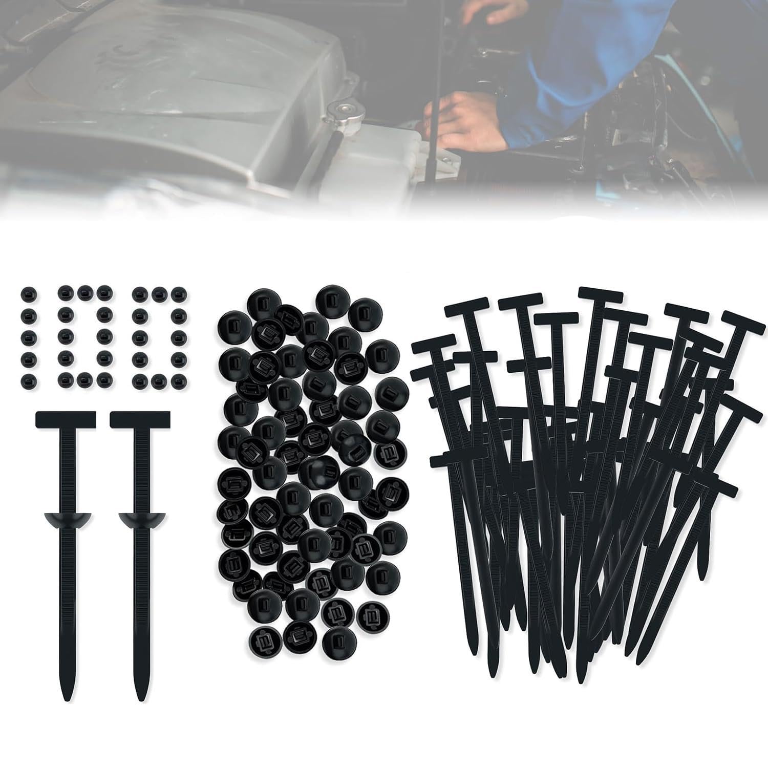 100PCS Nylon Universal Cable Tie Buckle - Automotive Zipper Clips for Car Heavy Duty New Multifunctional Nylon Plastic Rivet Grip Zip Ties with Pin & Button Design for Car Daily Repair Bumper Clips