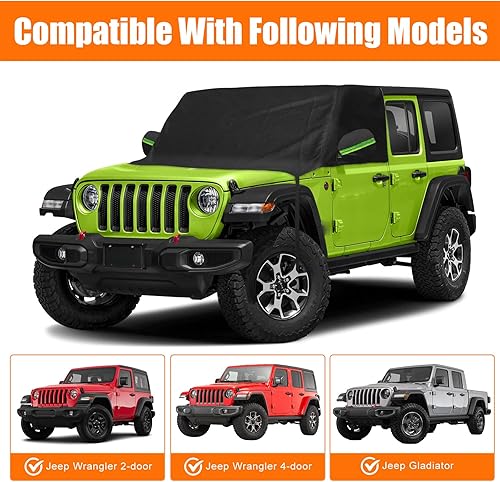 Miniatura 6 de sportuli Cubierta de nieve para parabrisas y ventana lateral delantera de repuesto para Jeep WranglerJeep Gladiator, tela Oxford 600D, cubierta de