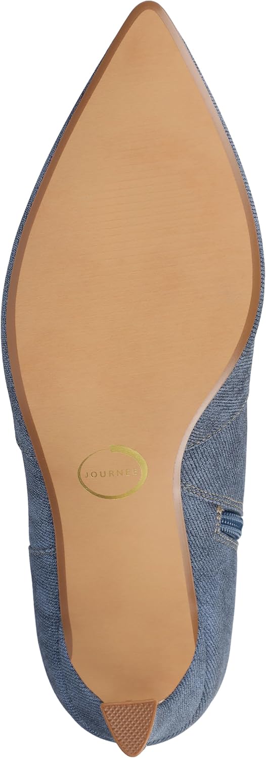 Journee Womens Laramie western cowgirl knee high boot stiletto heel stitching faux leather comfort system insole