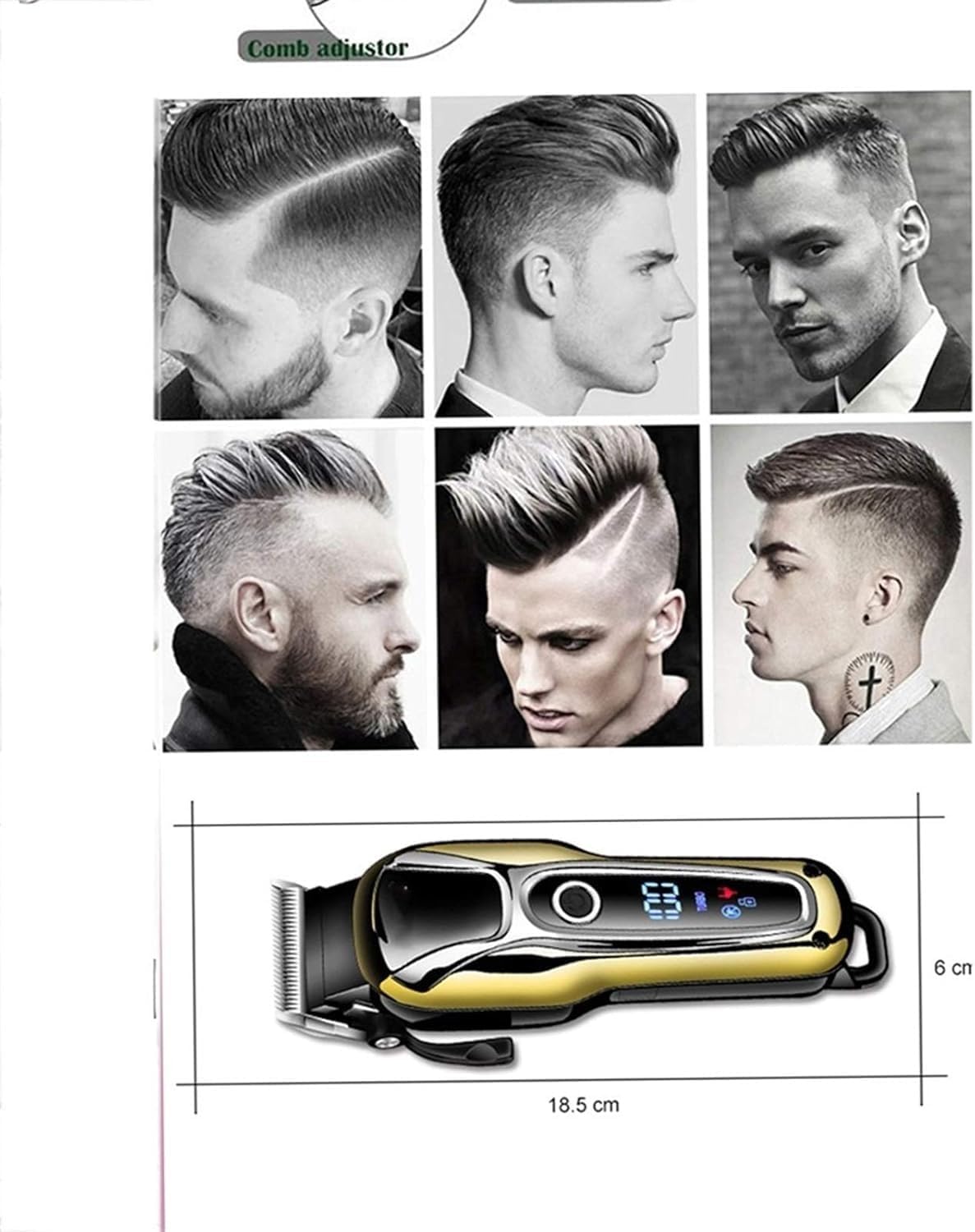 Electric Hair Clipper Professional Men's Electric Trimmer LCD Hair Clipper Electric Shaver