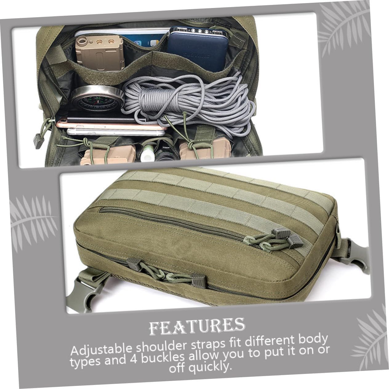 FRCOLOR Professional Portable Chest Bag for Outdoor Activities Lightweight Hiking Pouch for Men for Camping Running Climbing Cycling and Fishing Multi Functional