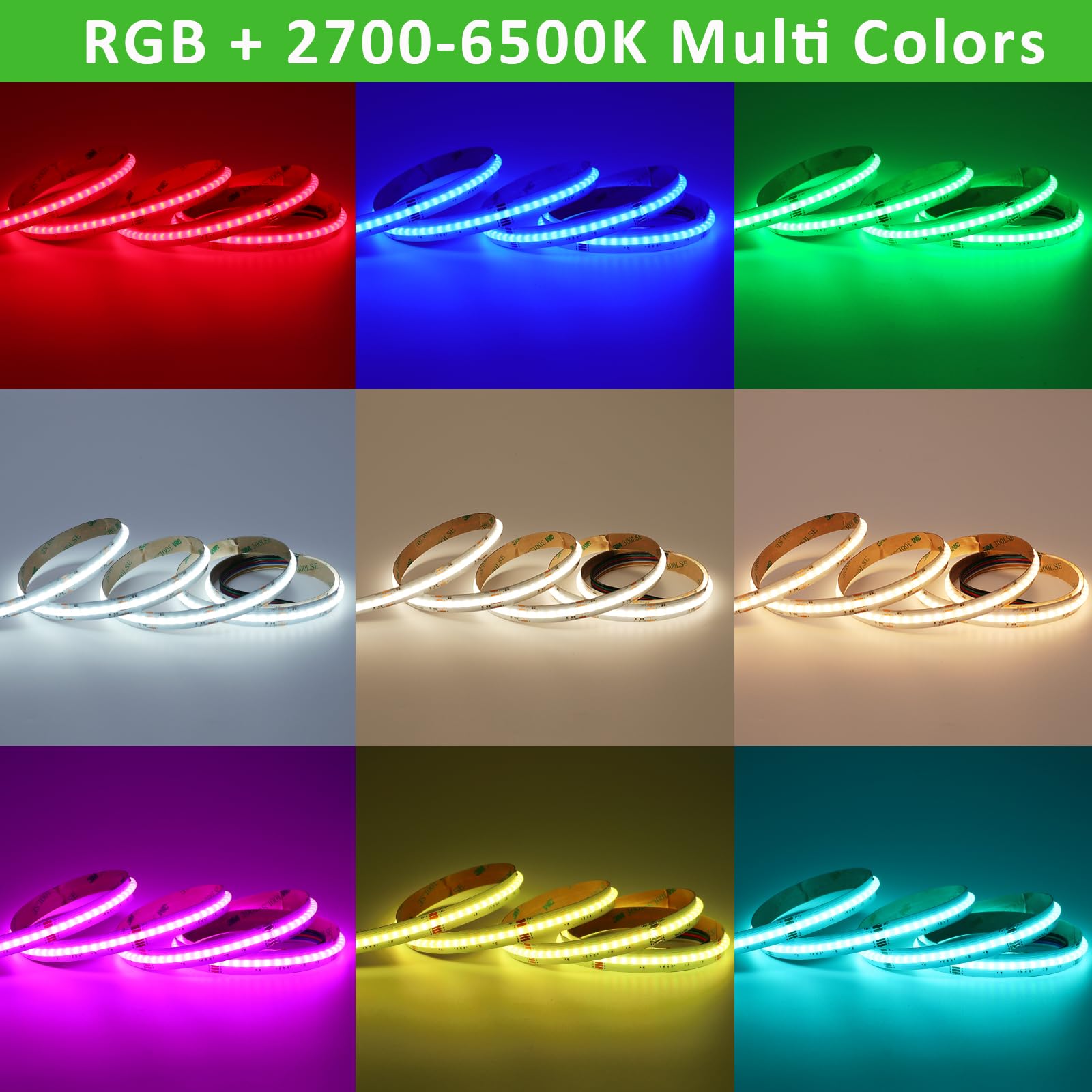 JOYLIT RGBCCT COB LED Strip Light 24V 5M Indoor - Image 3