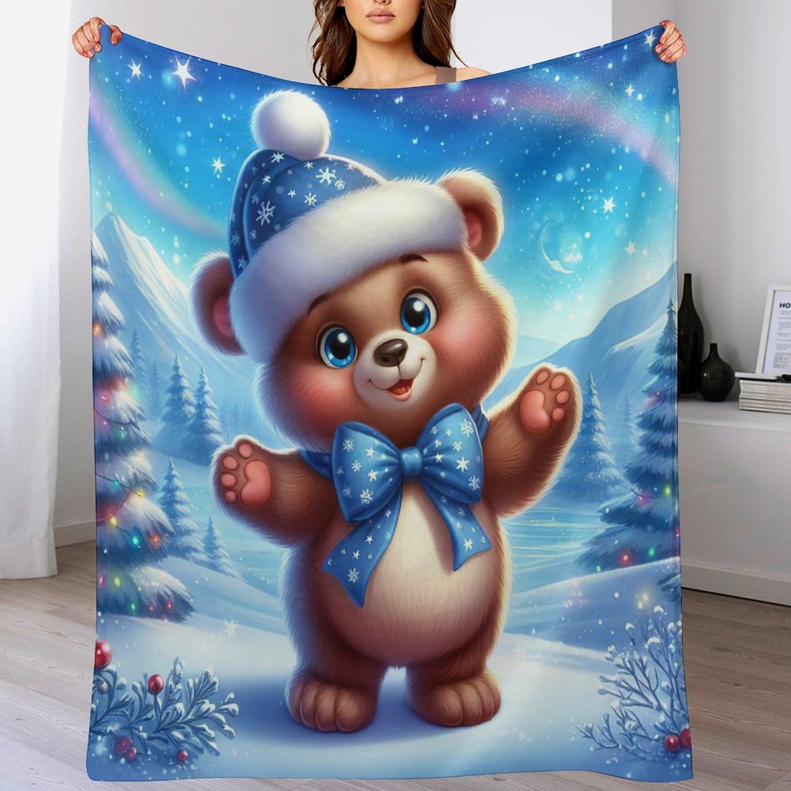 Couverture en flannel ours en peluche ultra luxueuse et finitions non rejet haut de gamme