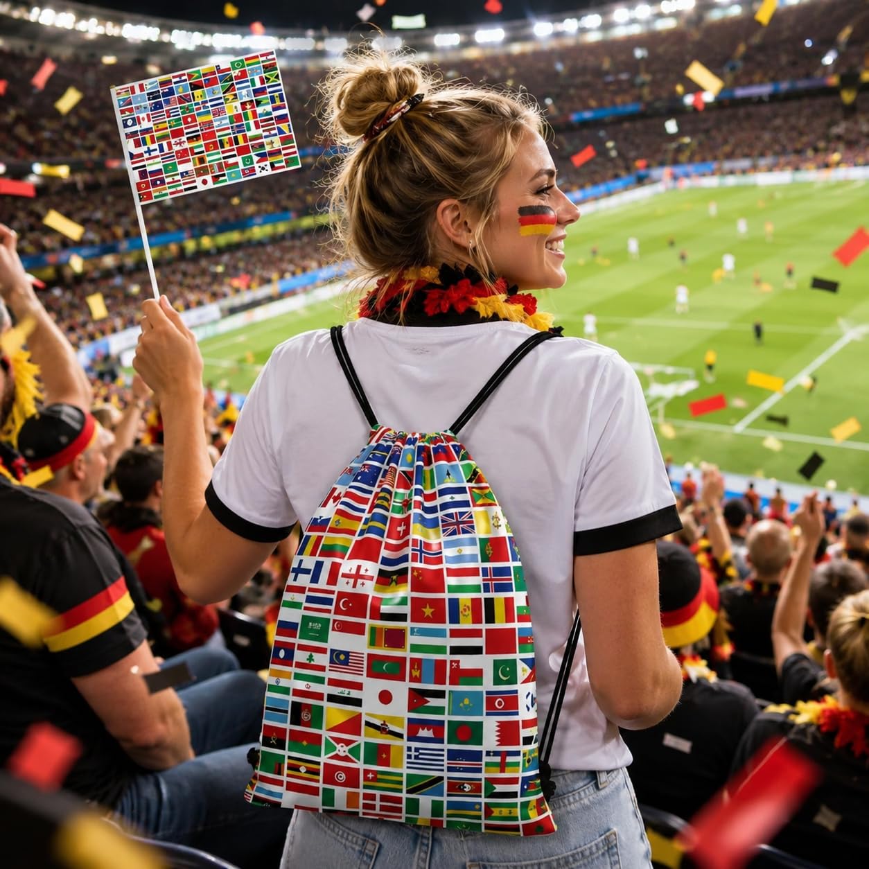 Fanartikel & Wm Fanartikel 2026 Set: Turnbeutel, Stirnband, 2 Flaggen – Deko 2026 Zubehör Für Fußball-Fans.