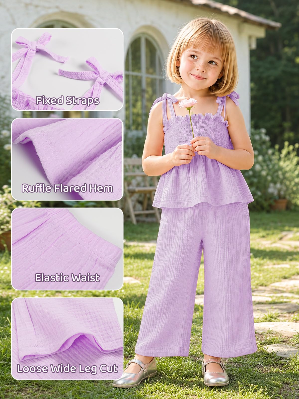 Miipat Vestiti per Bambina Estate Abbigliamento Set Maglietta a Sospensori e Pantaloni 2 Pezzi Set Vestiti per Bambina 6 Mesi-3 Anni