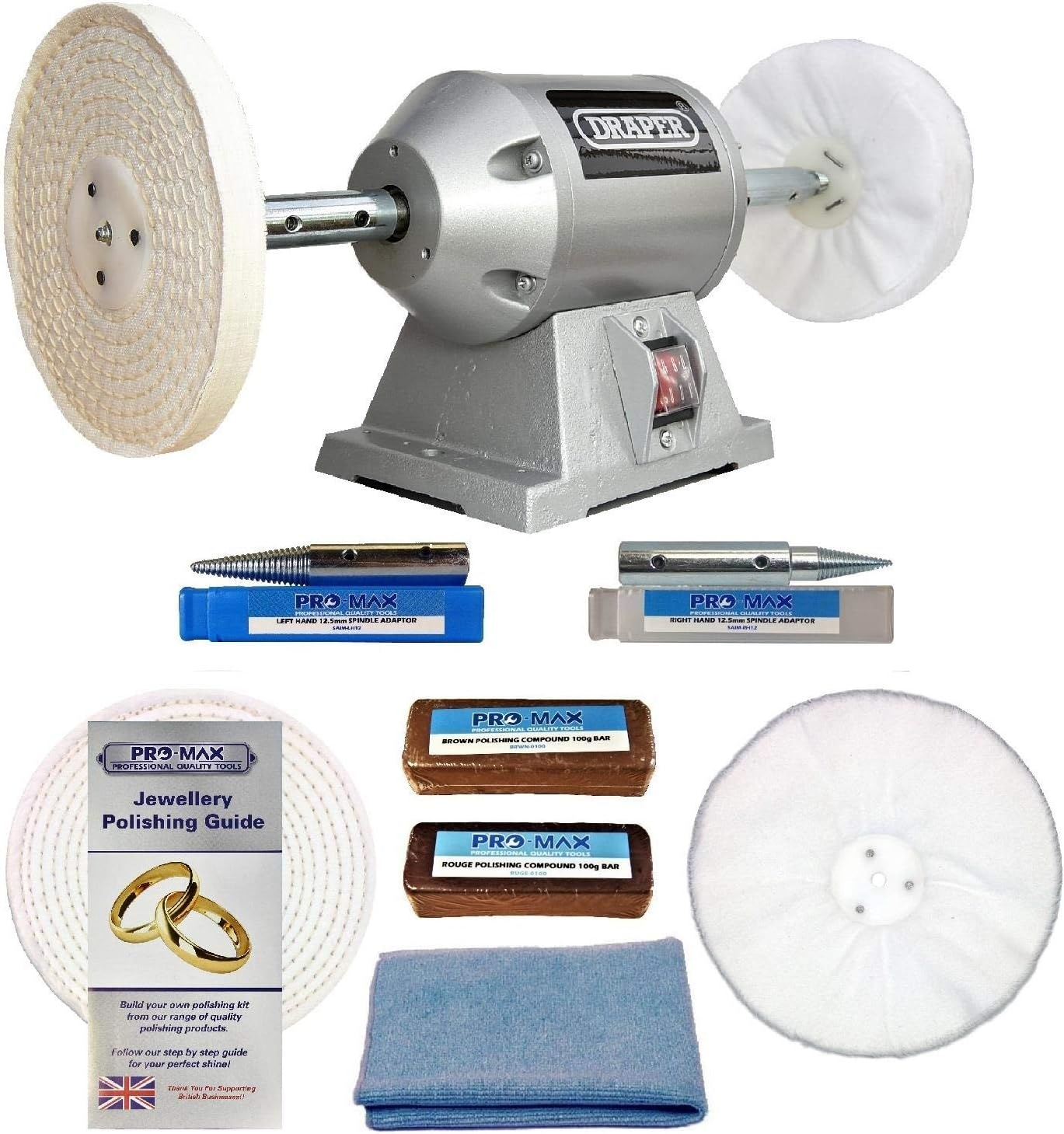 Jewellery Polishing Machine Bench Grinder 6" 250W & 6" Jewellery