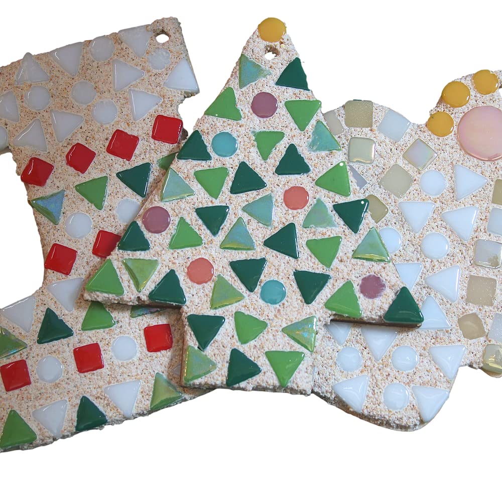 Crafty You Crafty Me - 6 Christmas Decorations Mosaic Craft Kit Party Pack, Ideal Family Craft Activity Gift (Angels, Christmas Trees, Stockings) Made in UK