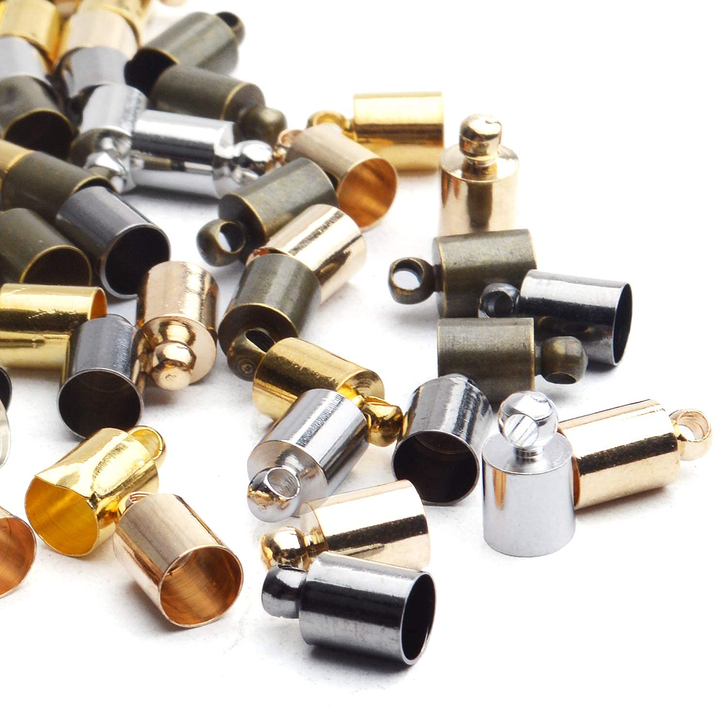 Uxcell Lot De 50 Embouts De Cordon En Cuir, Diamètre Extérieur De 5 Mm, Pour Fabrication De Bracelets En Cuir, Pompons, Ton Rhodium