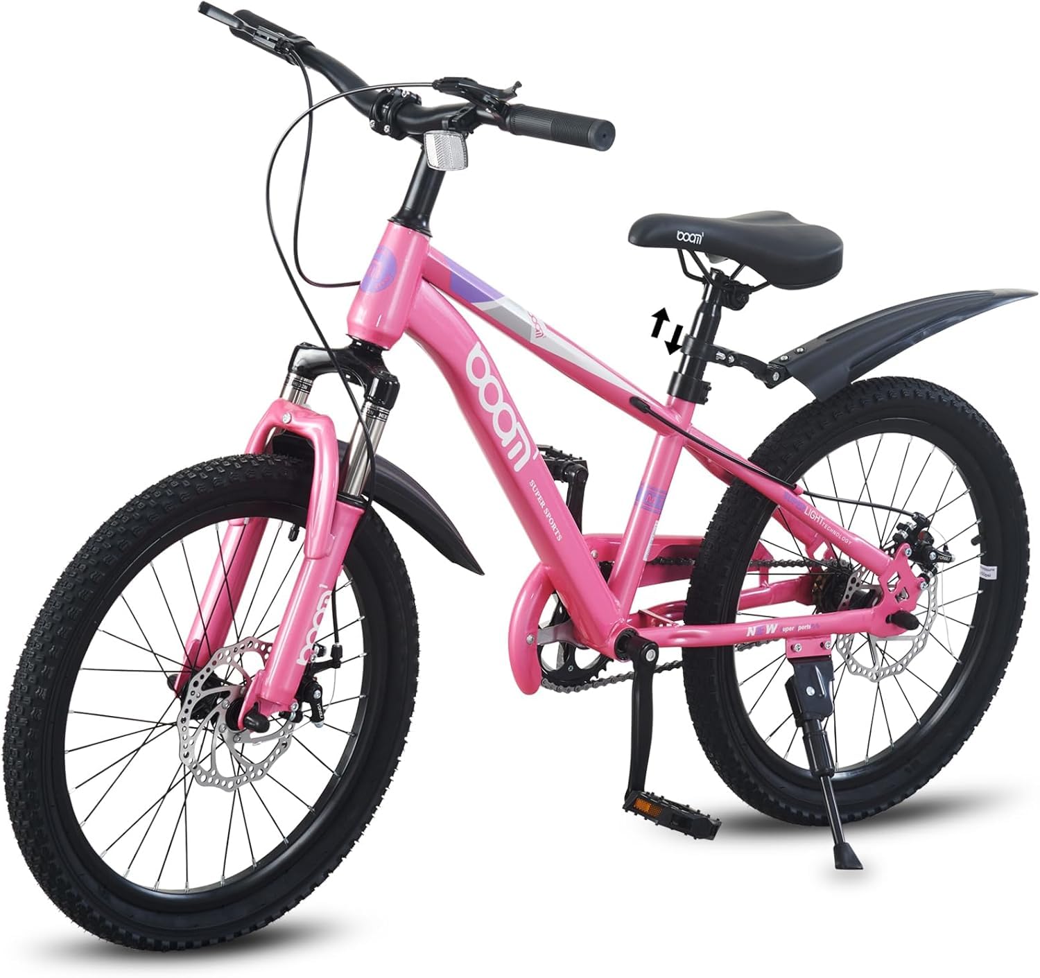 LSBIKE 18 20 22Inch Mountain Kid Bike Children Bicycle for 5-13 Years Boys & Girls, Kid bikes Bicycle with Front and Rear Disc Brakes, Mudguards and Front Shock Absorber, Reflector (PINK, 18INCH)