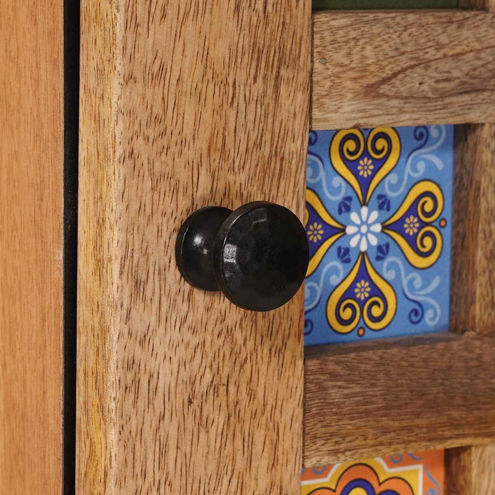 vidaXL Haut Armoire Naturel 40 x 33 x 110 cm Bois de Mangue Massif, Buffet Moderne élégant, Rangement Pratique pour Une Salle à Manger stylée, Un Espace Bien organisé