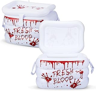 Soulchen Halloween Inflatable Cooler Spooky Hospital Themed Blood Bank Storage Drink Snack Cooler Holder for Halloween Chilling Outdoor Events Zombie Vampire Party Decoration