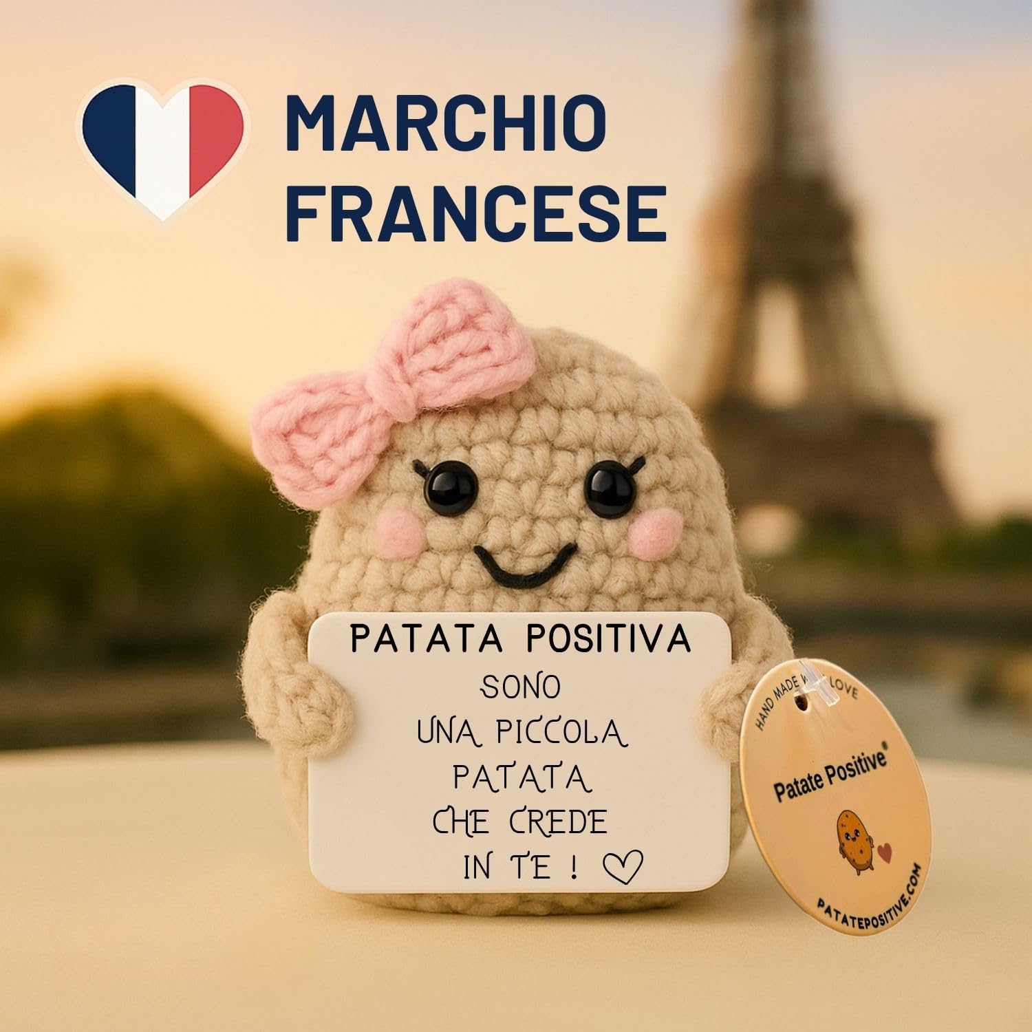 Patata Girl© | Regalo Donna Carino | Idea a Sorpresa per Amica & Ragazza | Compleanno & Secret Santa | Oggetto Decorativo Kawaii Amore | Camera Rosa | Peluche Principessa | Uncinetto Positivo | Bambol