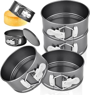 4 Pcs 6 Inch Springform Pan, Non Stick Round Cake Pans with Removable Bottom, Carbon Steel Cheesecake Pan, Springform Cake Mold with Spring Buckles for Baking Kitchens Restaurant (Black)
