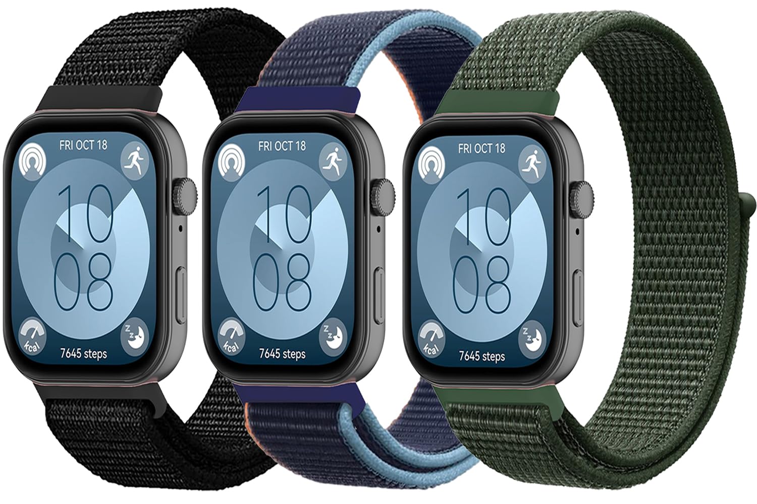 2 Packs Sport Loop Band Compatible with Huawei Watch Fit 4/ Fit 3 Sport Replacement Wristbands Intended Adjustable Strap Nylon Weave Women Men Stretchy Braided Wristband Breathable