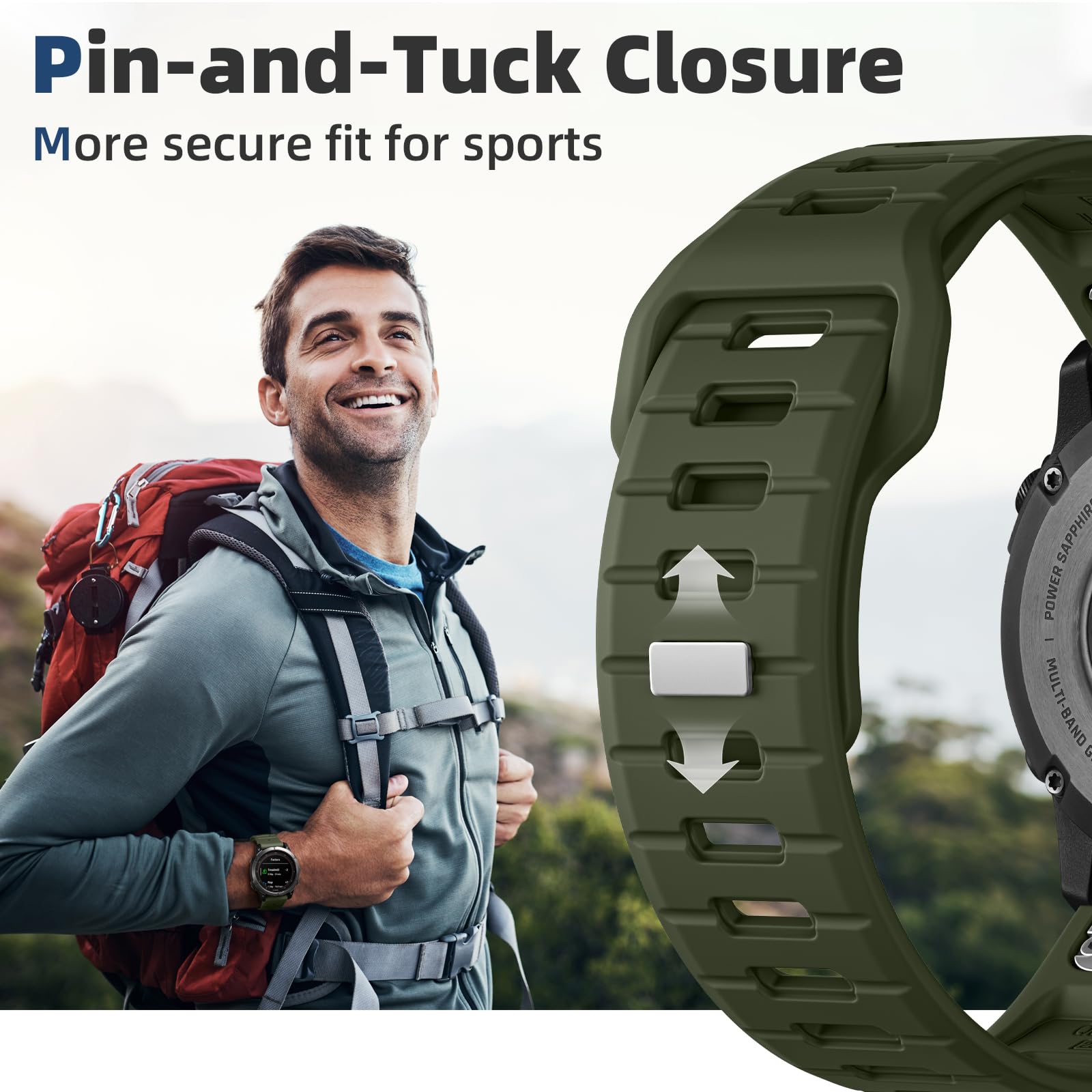 Negatta Strap Compatible With Garmin Fenix 7X/Fenix 7X Pro/Fenix 6X Pro/Fenix 5X Plus/Fenix 5X/Fenix 3/3 HR, 26mm Quick Fit Silicone Watch Strap for Garmin Epix Pro 51mm/Instinct 2X Solar - Image 4