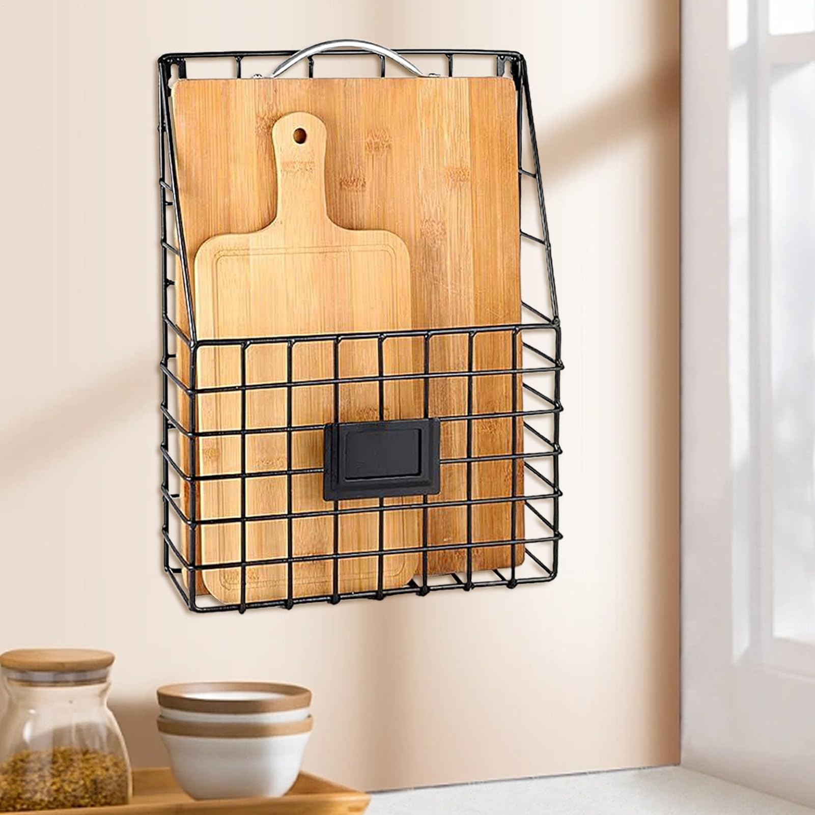 Porta documenti da parete in metallo e disco in vinile, 28 x 9 x 40 cm, elegante scaffale per casa, ufficio, ingresso, bagno, cucina.