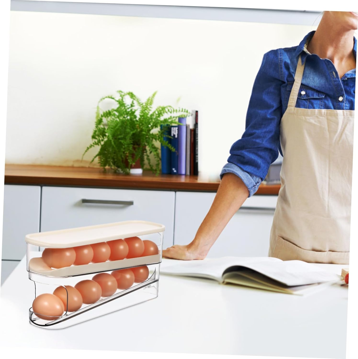 DECHOUS Egg Holder Storage Organizer Egg Container Rolling Dispenser for Refrigerator