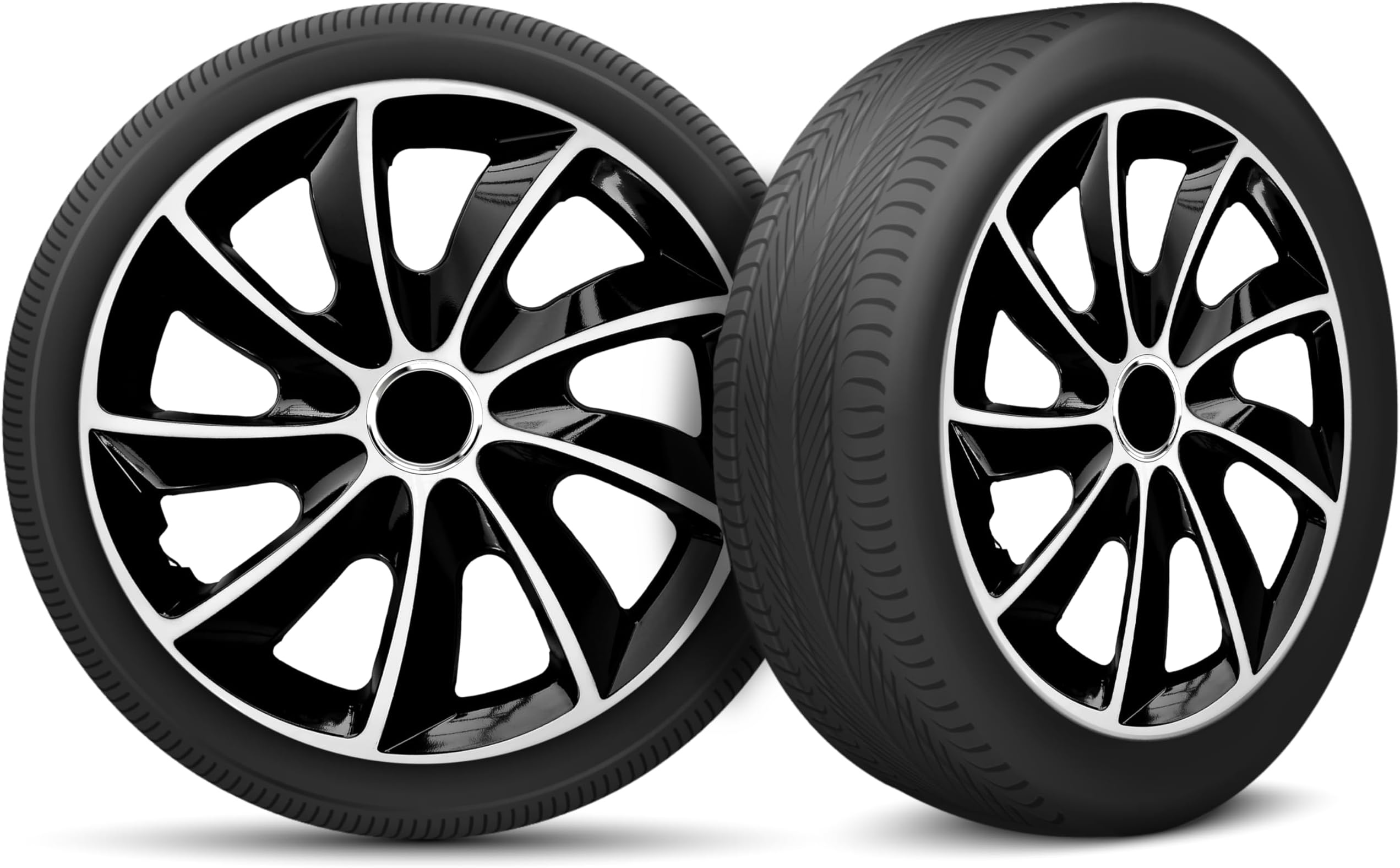 Nrm KO093 Radzierblende Quad Bicolor, schwarz/silber, 14 Zoll,4er Set ...