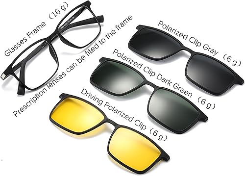 Miniatura 2 de Gafas de sol polarizadas magnéticas con clip para gafas de hombre, protección UV, antideslumbrante, color negro