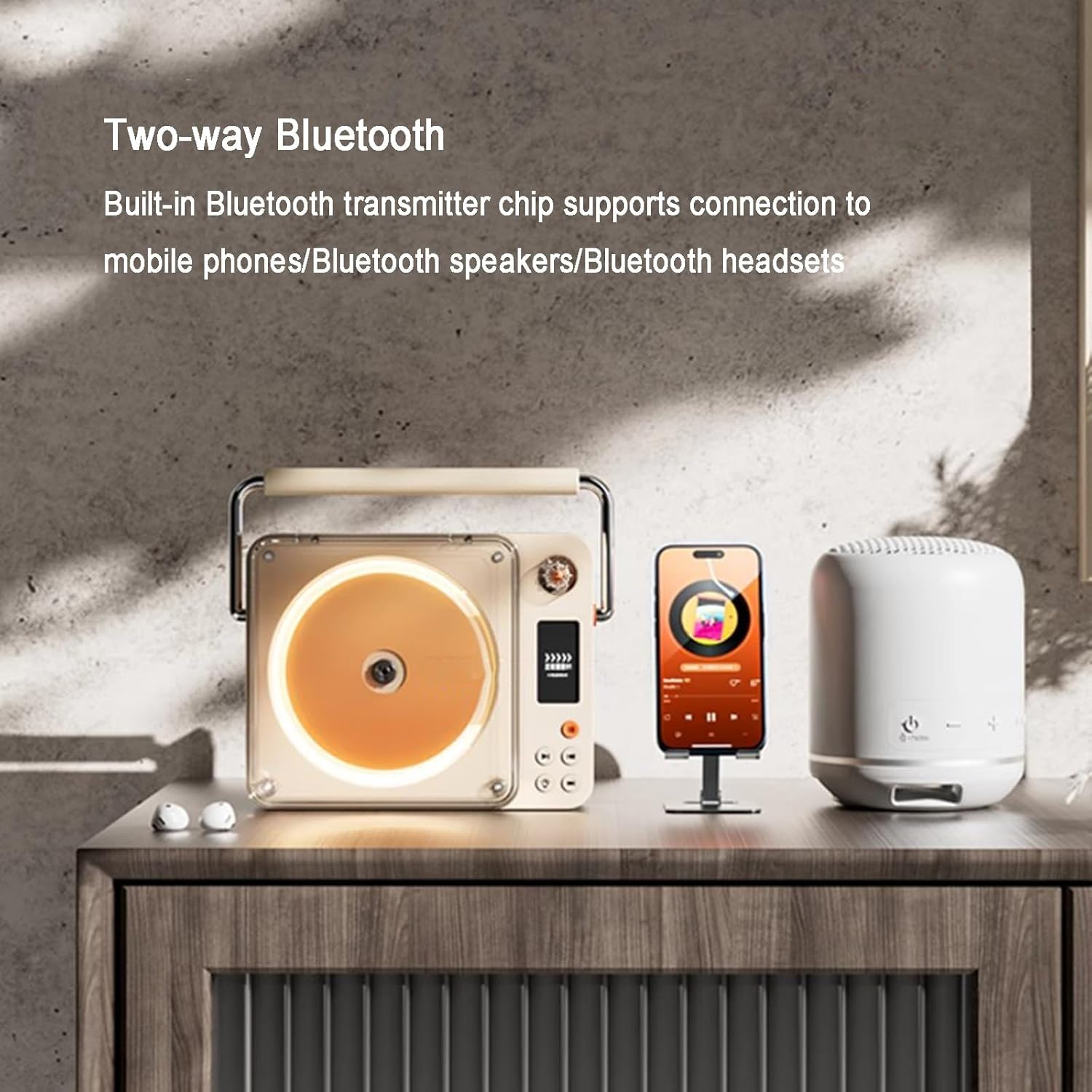 Lecteur CD Portable, Cadre Photo décoratif Musical, avec écran LCD, Bluetooth, télécommande, Prise Casque 3,5 mm, Batterie d'une capacité de 3600 mAh, pour la Maison et la Voiture