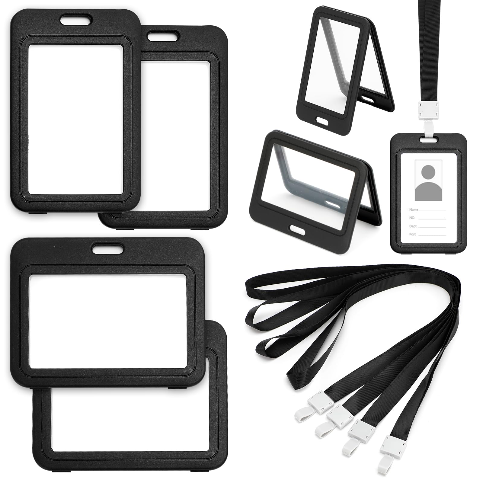 2 Soportes Para Tarjetas De Identificación Con Ventanas De Doble Cara, Funda Horizontal De Plástico Duro Para Tarjetas De Crédito, Tarjetas De Crédito, Tarjetas De Proximidad, Tarjetas De Conducir Y