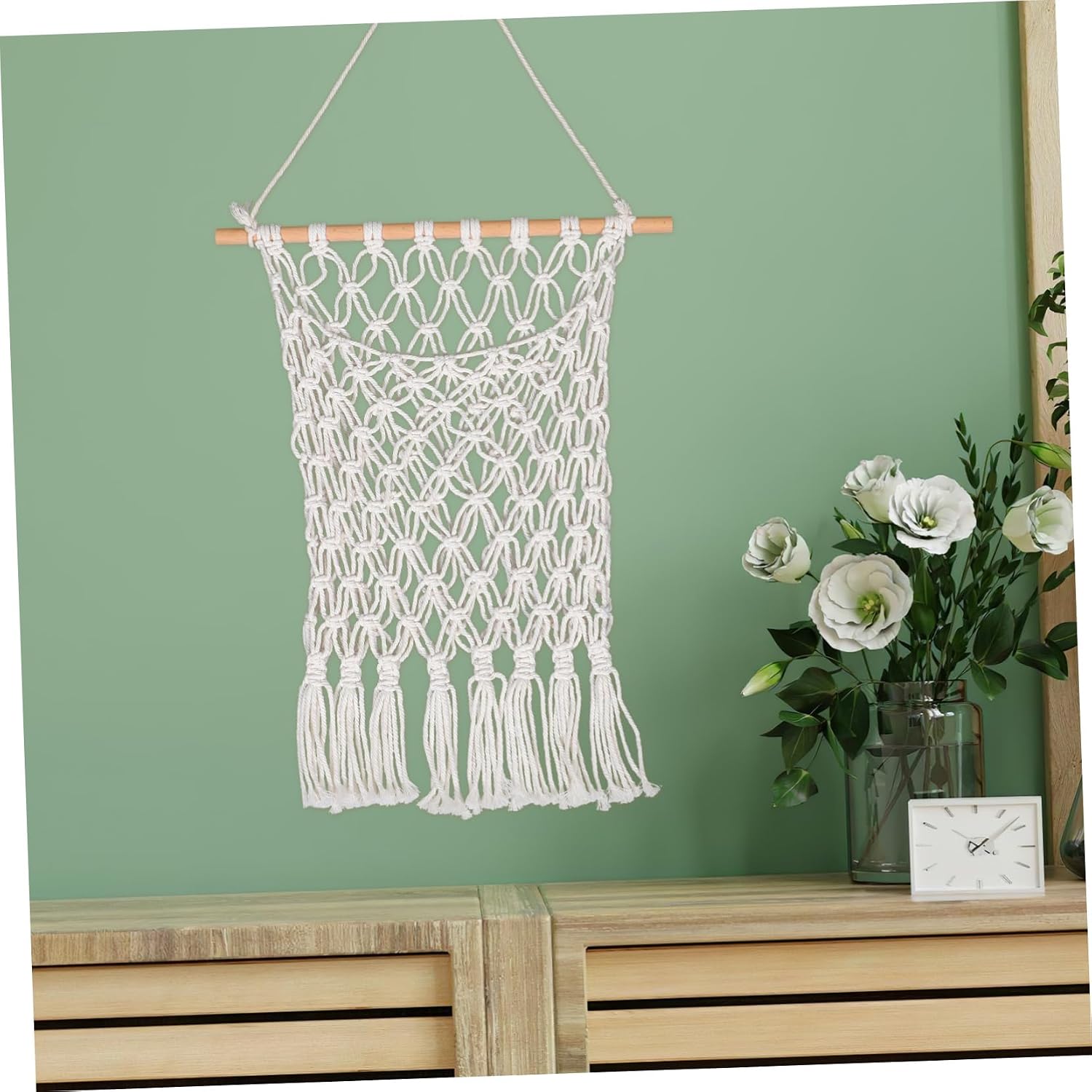 MAGICLULU Woven Rope Storage Net Bag for Room Wall Mounted Bookshelf Organizer Hammock Cotton Design for Optimal Space Charming Decor Nursery Playroom