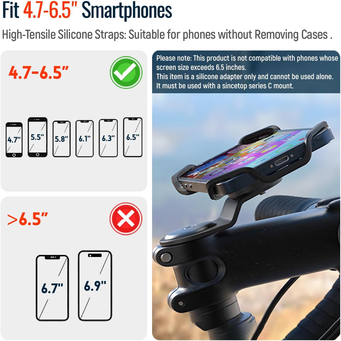 Silicone Phone Adapter, No Adhesive,Elastic Straps Fit All C-Series Mounts image 4