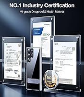 Vista 4 de TORRAS for Samsung Galaxy S23 Ultra Case Clear with Kickstand Never Yellowing, [3-Way Built-in Kickstand] [10FT MIL-Grade Shockproof] Slim Clear