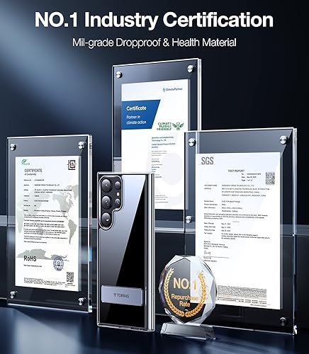 Miniatura 4 de TORRAS Funda transparente para Samsung Galaxy S23 Ultra con función atril que nunca amarillea, [soporte integrado de 3 vías] [10 pies de grado