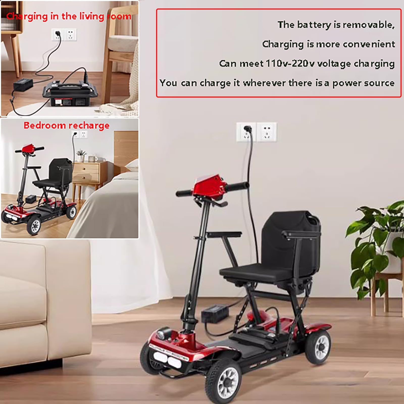 Patinete de movilidad plegable para personas mayores, apto para viajes, carga de 150 kg, incluye cargador y cesta