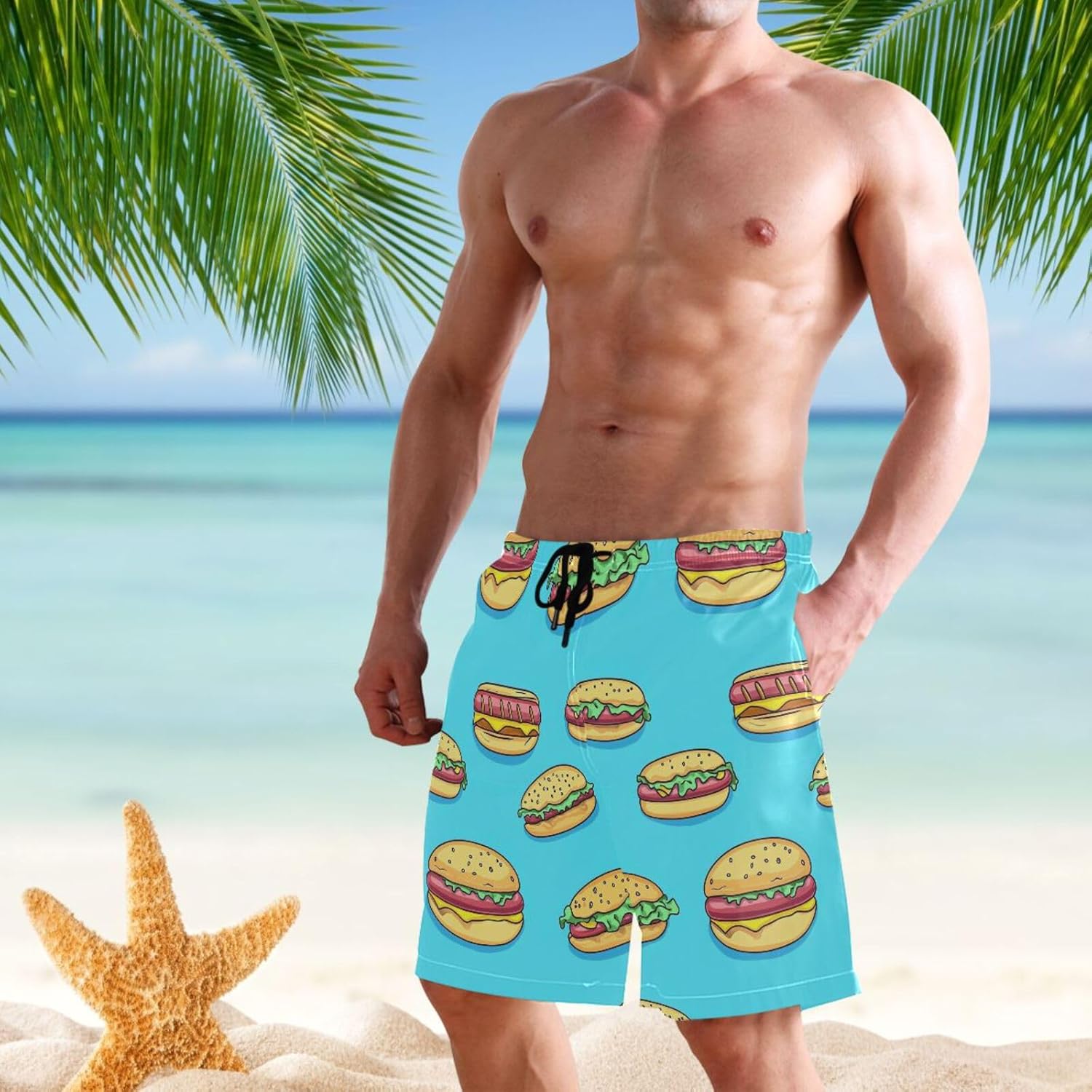 Cinco De Mayo Avocado Men's Swim Trunks Beach Shorts Quick Dry Swim Board Shorts with Pockets S