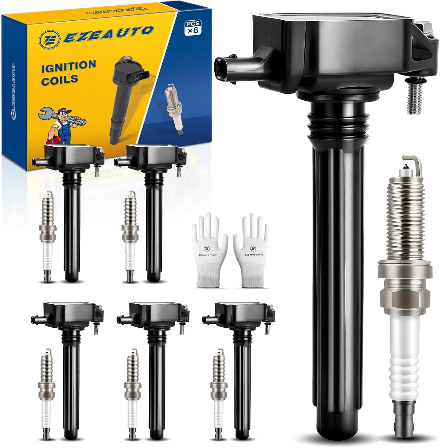 EzeXpreze UF648 Ignition Coil &97390 Iridium Spark Plug For Chrysler 200 300 TOWN & COUNTRY/Dodge Avenger Challenger Charger Durango Grand Caravan Journey/Jeep Wrangler/Ram 1500 2500 3500 C1791