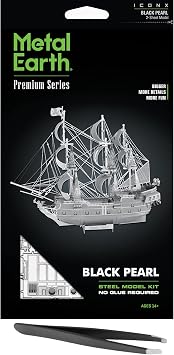 Metal Earth Fascinations Premium Series Black Pearl 3D Metal Model Kit Bundle with Tweezers