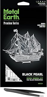 Metal Earth Fascinations Premium Series Black Pearl 3D Metal Model Kit Bundle with Tweezers