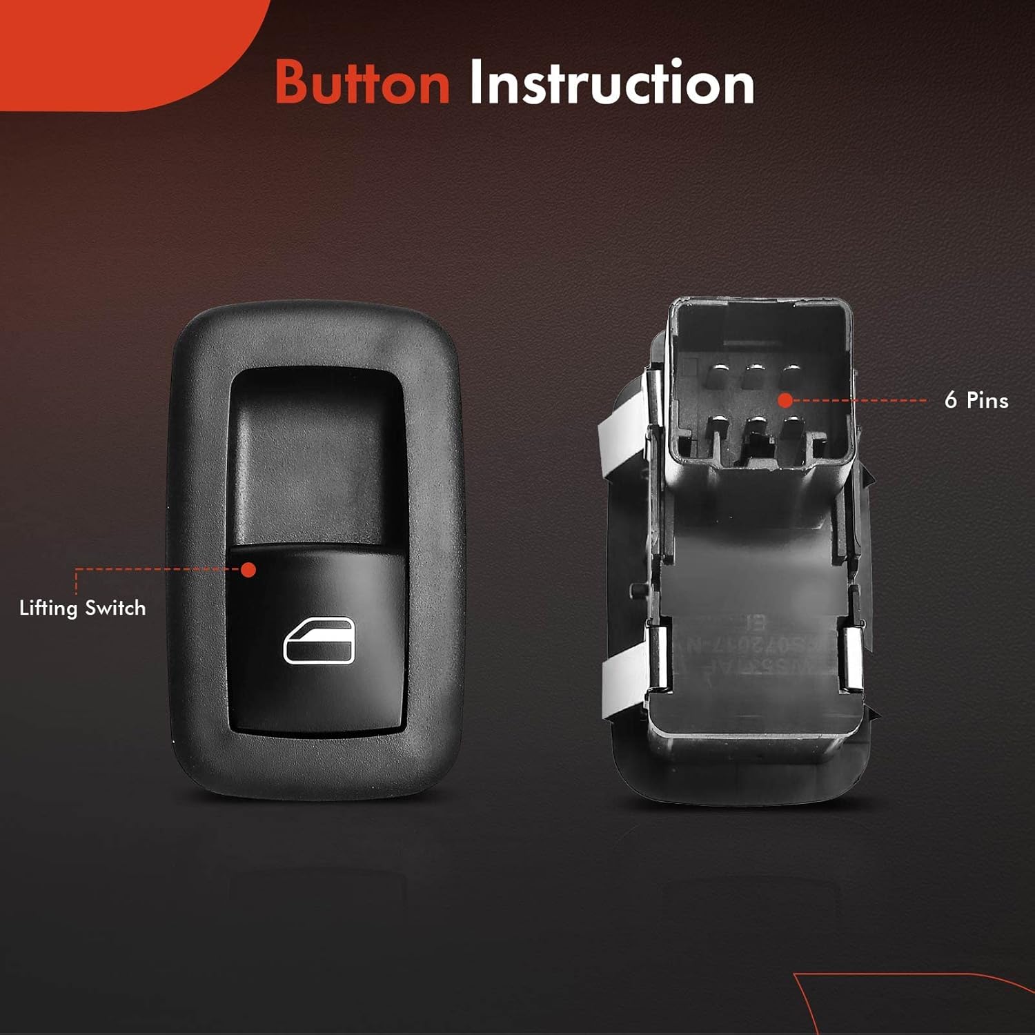 A-Premium Power Window Switch Compatible with Jeep Liberty 08-12 & Dodge Nitro 07-11, Journey 09-10, Grand Caravan 08-09 & Chrysler Town & Country, Rear Left or Right, Replace# 4602531AC, 4602531AD