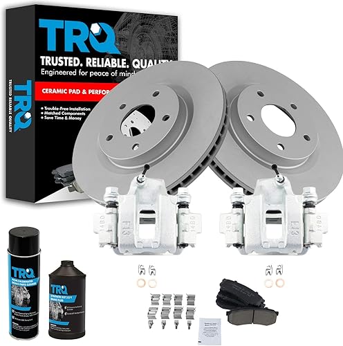 Miniatura 2 de TRQ Juego de pastillas de freno y rotor de rendimiento trasero Kit químico de freno Pastillas de freno Rotores de freno Cerámica Premium G-Coated