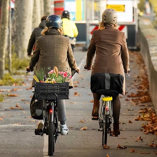 Miniatura 6 de Cesta trasera para bicicleta, cesta plegable para bicicleta con bolsillo de malla, cubierta impermeable, tira reflectante para bicicletas de