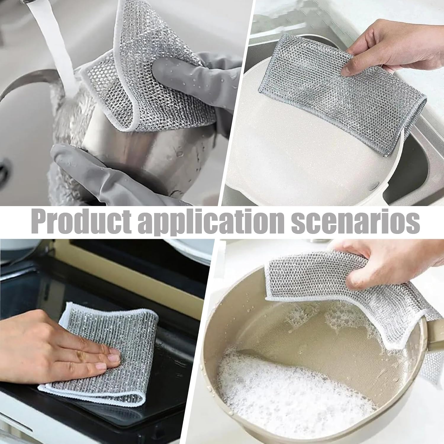 10-Pack Wire Dishwashing Scrubber Rags - Non-Scratch For Pots, Pans & Kitchen Cleaning