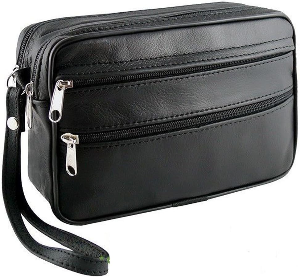 Mens Bag Leather Handbag Compact Wrist Pouch Organiser