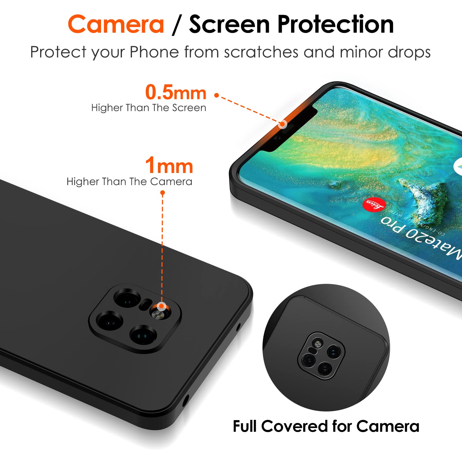 iVoler Cover in Silicone per Huawei P Smart Z/Honor 9X con Protezione Della Fotocamera, Ultra Sottile Custodia in TPU Morbida Anti-Graffio Antiurto Protettiva Case, Nero