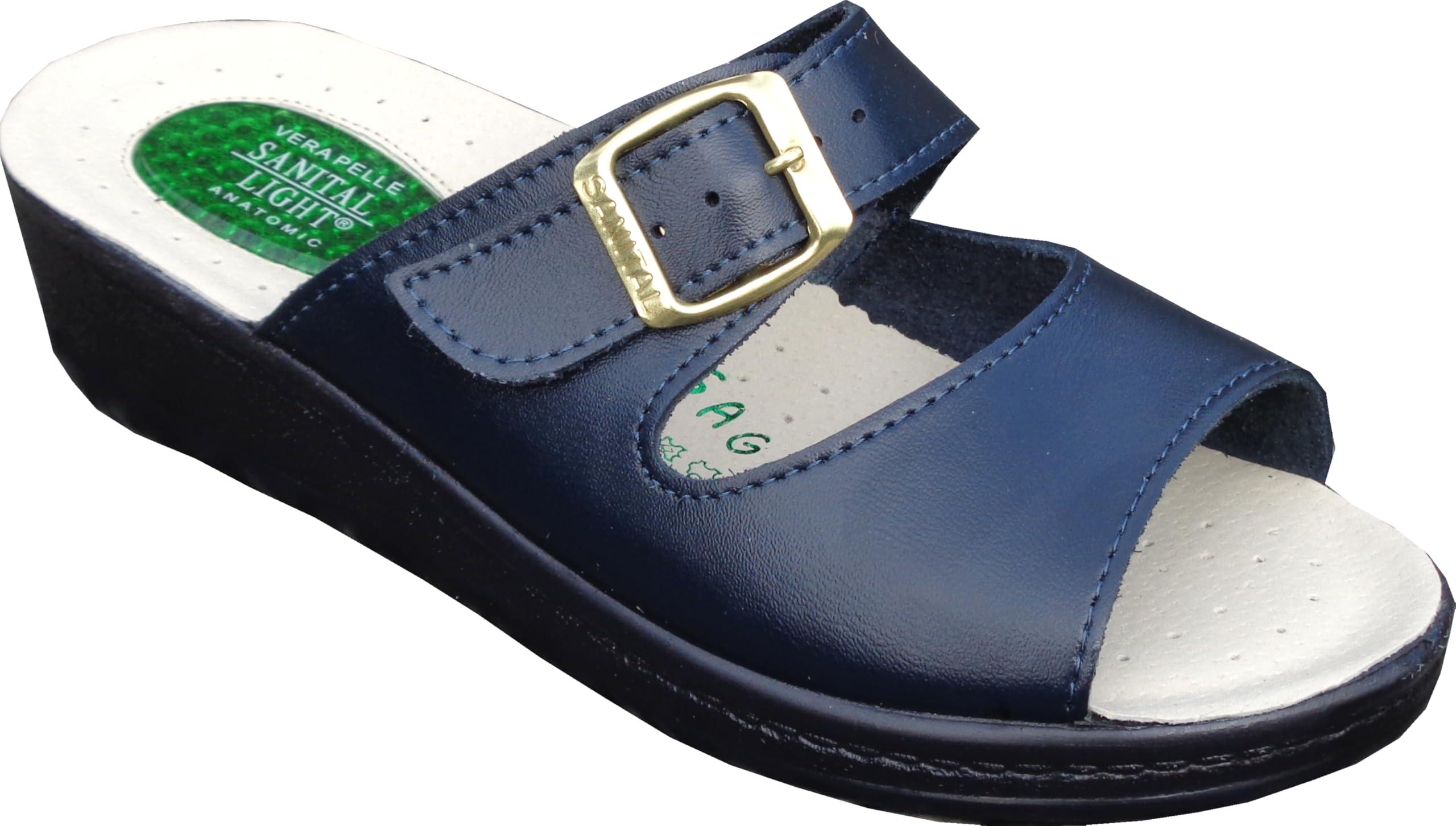 Sanital Light 1363 GEL - Ciabatta in Pelle, Leggera e Confortevole, Plantare anatomico con goccia in GEL, Artigianato Italiano. Si consiglia comprare una misura più grande