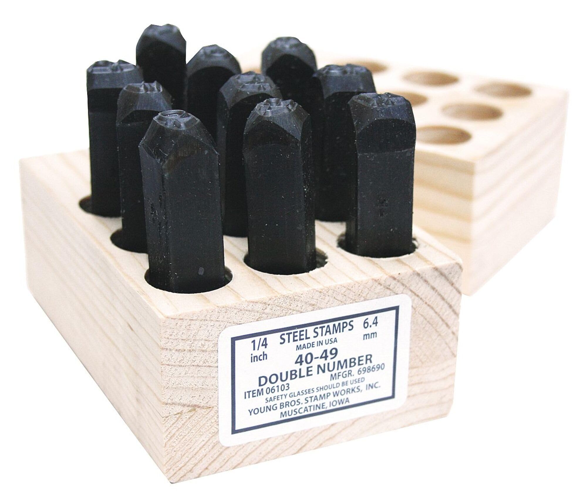 Young Bros Stamp Works - 03103 90-99 - YOUNG BROS. STAMP WORKS Number Set: 90 thru 99, 1/8 in Character Ht, 2 3/4 in