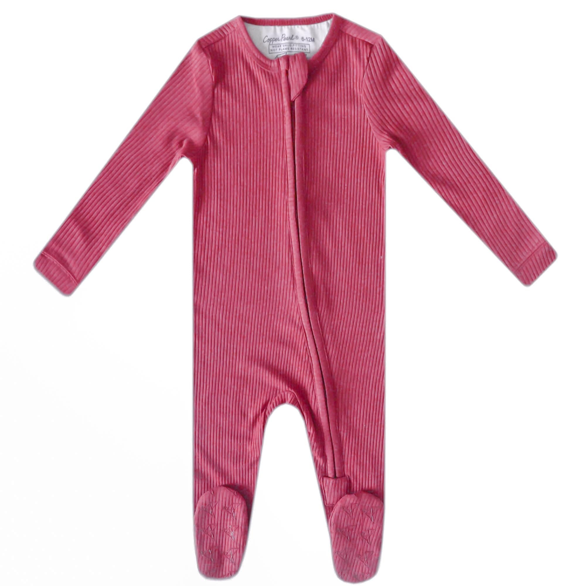Copper Pearl Baby Zip-Up Footie Pajamas - Soft Stretchy Sleep and Play Footies for Boys and Girls