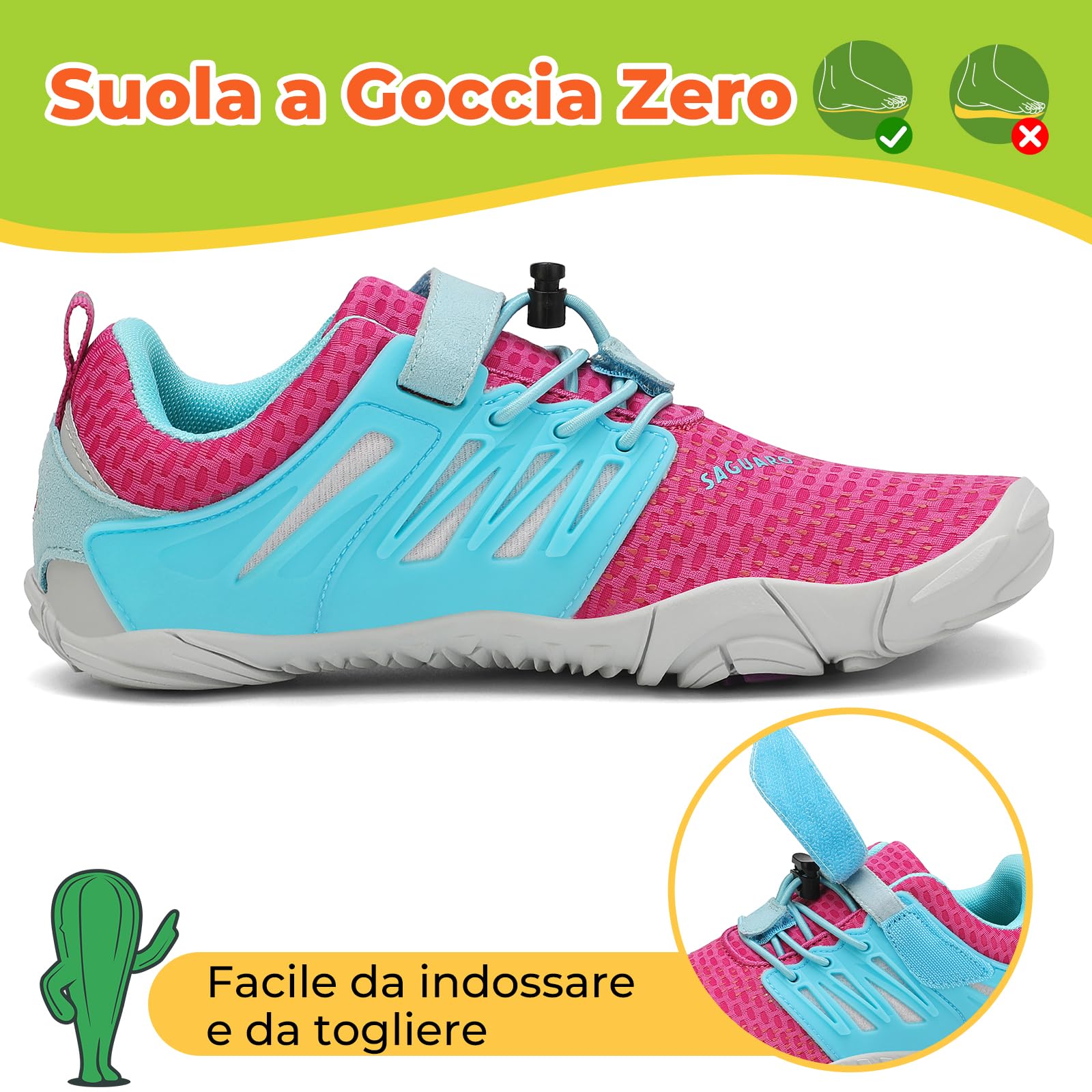 SAGUARO Barefoot Shoes Bambini Traspiranti Scarpe Barefoot Ragazzi Ragazze Scarpe Minimaliste Gr.24-36