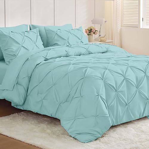 Miniatura 15 de JOLLYVOGUE - Juego de edredón Queen de 7 piezas - Cama en una bolsa Queen para todas las estaciones, juegos de edredón con pinzas con edredón,