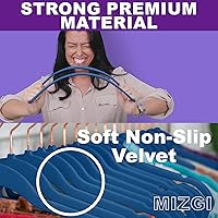 Vista 2 de MIZGI Perchas de Terciopelo Premium (Paquete de 50) Resistentes - Perchas de Fieltro Antideslizantes - Percha de Traje de Terciopelo Azul