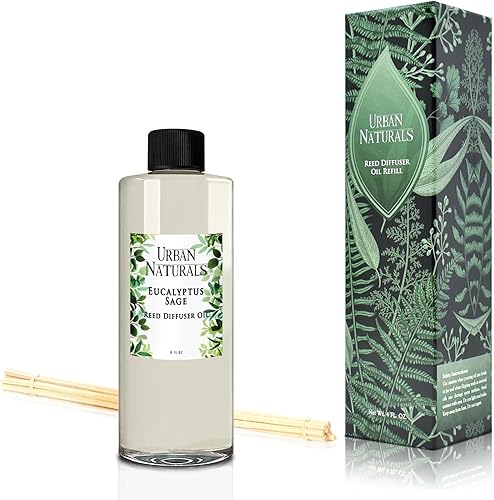Miniatura 393 de Urban Naturals Reed Diffuser Oil Refill Ocean Mist Sea Salt with Salt Spray, Violet Leaf, Sea Grass, Driftwood 8 oz + Free Reed Sticks, Made in The