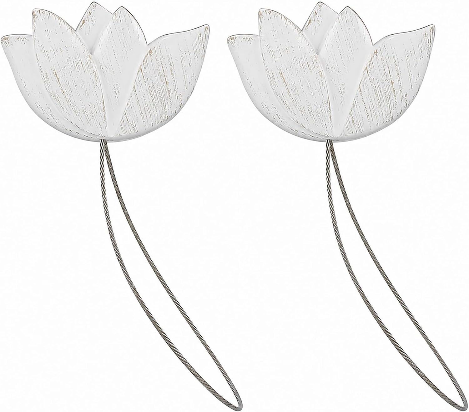 Set of 2 Magnetic Tulip Curtain Tiebacks – Elegant Resin Design with Strong Magnet – White/Gold