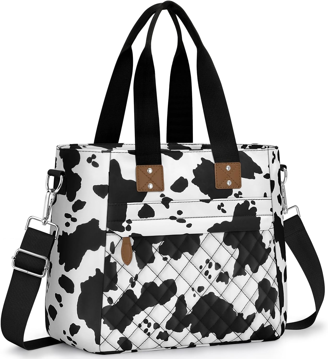 Insulated Lunch Box for School - Large Thermal Lunch Bag Women with Removable Shoulder Strap, Reusable Lunch Cooler Tote Bags Purse for Adults Work, Picnic, Hiking, Beach, Travel, LargeCowprint